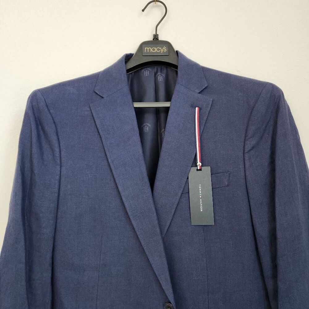 Tommy Hilfiger 100% Linen Navy Blazer Jacket Sport Coat | 44L | NWT - Picture 2 of 8